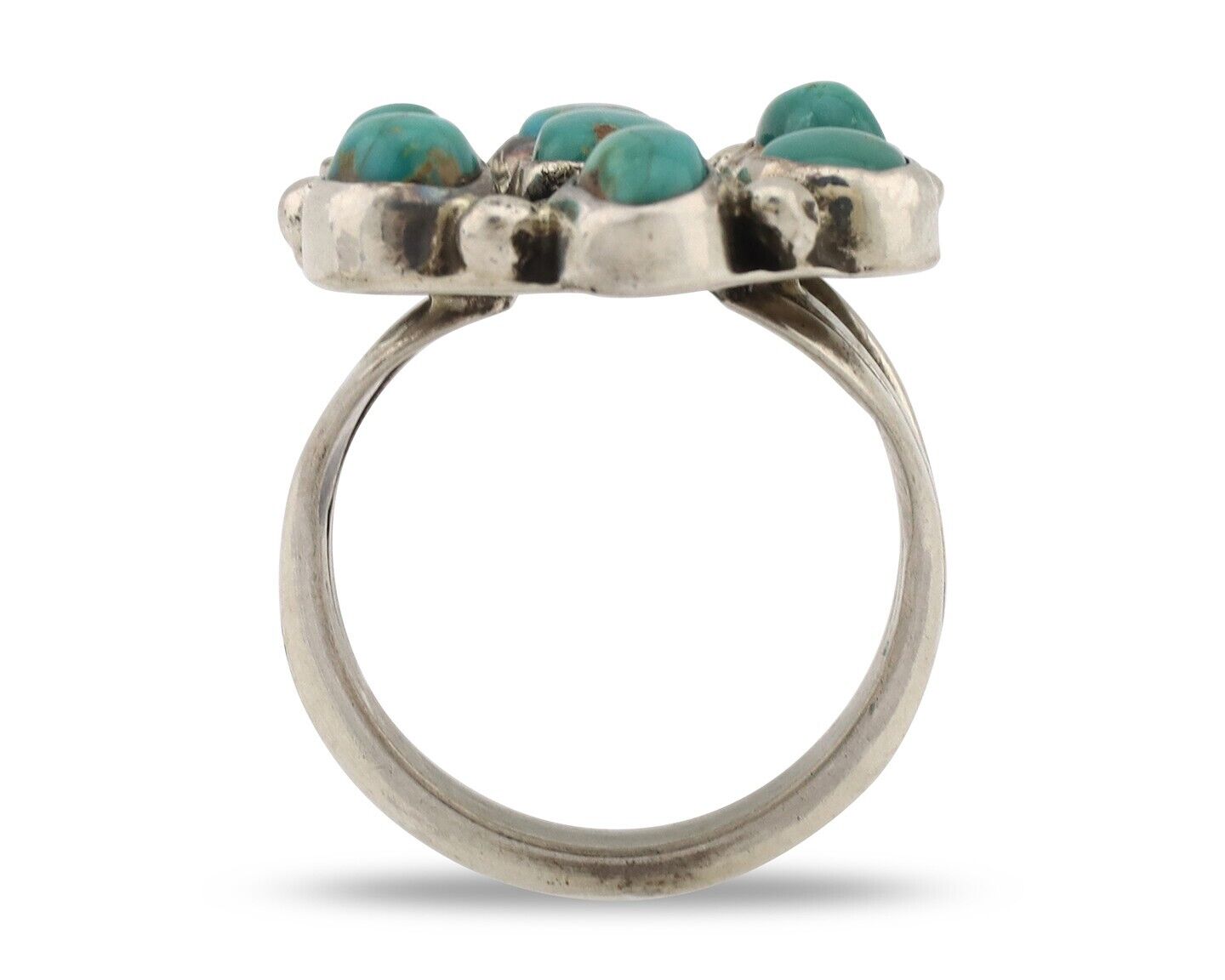 Navajo Ring .925 Silver Natural Blue Turquoise Artist Signed LP C.80's