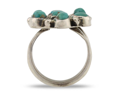 Navajo Ring .925 Silver Natural Blue Turquoise Artist Signed LP C.80's