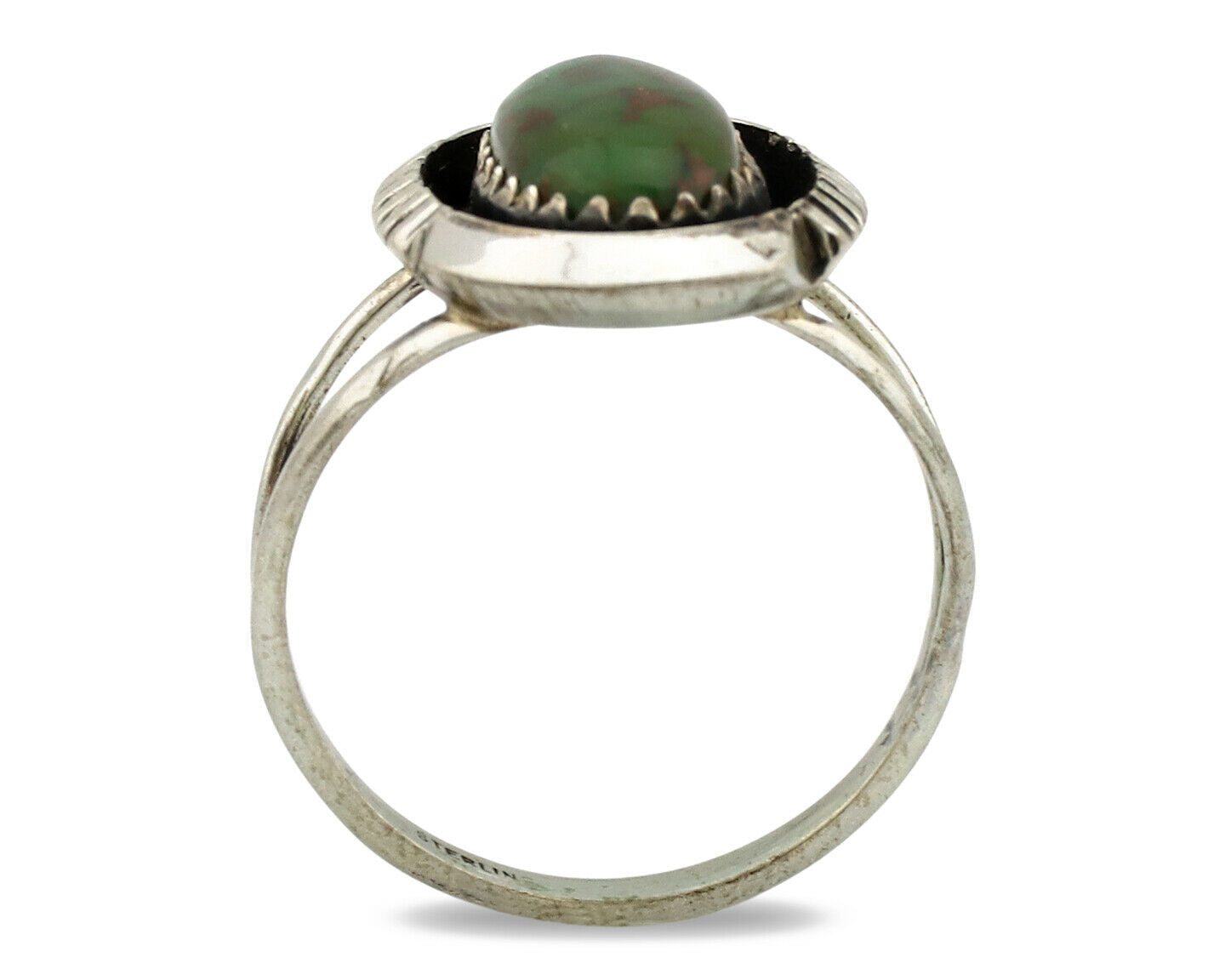 Navajo Ring .925 Silver Green Turquoise Native American Artist C.1980's