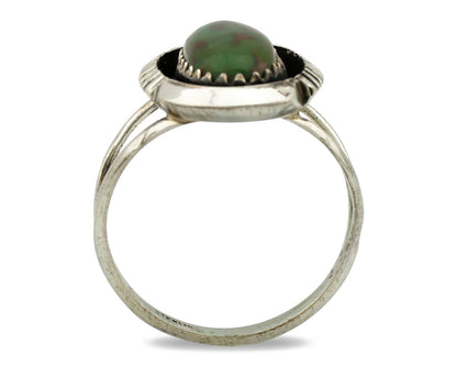 Navajo Ring .925 Silver Green Turquoise Native American Artist C.1980's