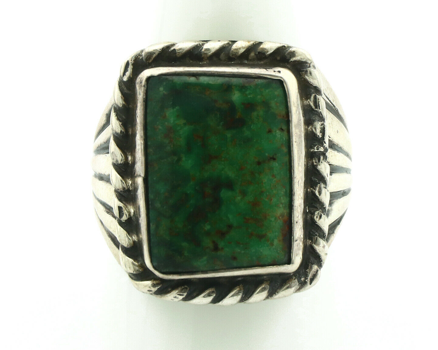Navajo Ring .925 Silver Cripple Creek Turquoise Artist Signed Montoya C.80's