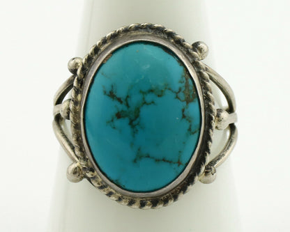 Navajo Ring .925 Silver Blue Turquoise Native American Artist C.1980's