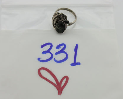 Navajo Ring .925 Silver Spiderweb Turquoise Handmade Native American Artist C80s