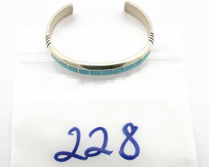 Navajo Bracelet .925 Silver Southwest Turquoise Cuff Artist TAHE C.80's