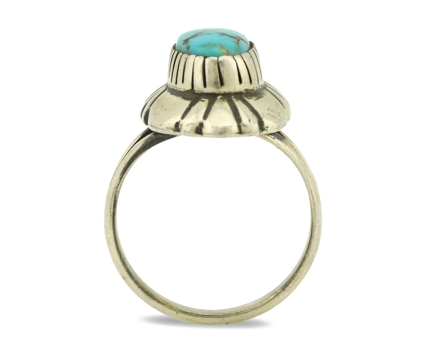 Navajo Ring .925 Silver Arizona Turquoise Signed M Montoya C.80's