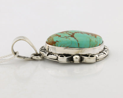 Navajo Necklace .925 Silver Kingman Turquoise Native American Signed C.1980's