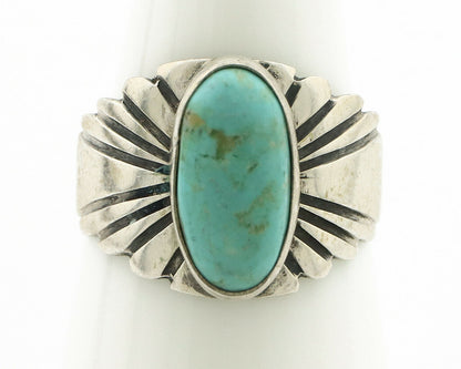 Navajo Ring .925 Silver Kingman Turquoise Artist Signed Apache C.80's