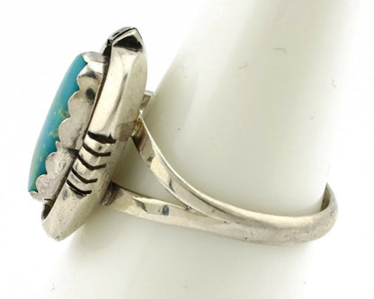 Navajo Ring .925 Silver Kingman Turquoise Artist Signed Apache C.80's