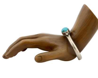 Navajo Bracelet .925 Silver Morenci Turquoise Native American Artist C.80's