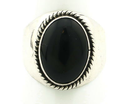 Navajo Ring .925 Silver Handmade Black Onyx Native American Artist C.80's