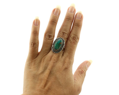 Navajo Ring .925 Silver Turquoise Mountain Native American C.80's