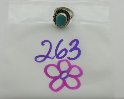 Navajo Ring .925 Silver Natural Blue Turquoise Native American Artist C.1980's
