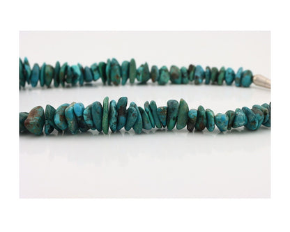 Navajo Necklace 925 Silver Natural Large Blue Turquoise Native Artist C80s