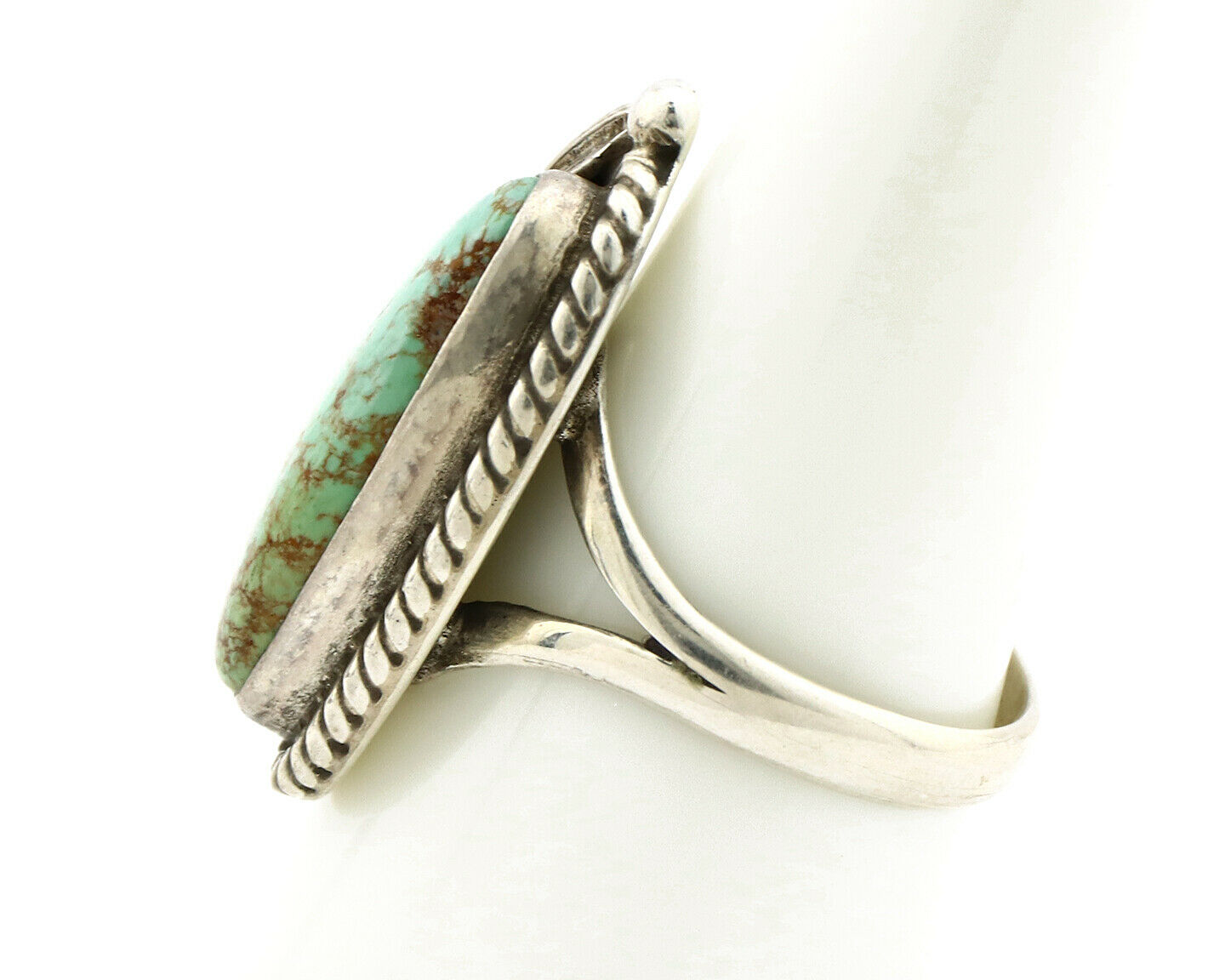 Navajo Ring .925 Silver Arizona Turquoise Signed Apache Manufacturing C80s