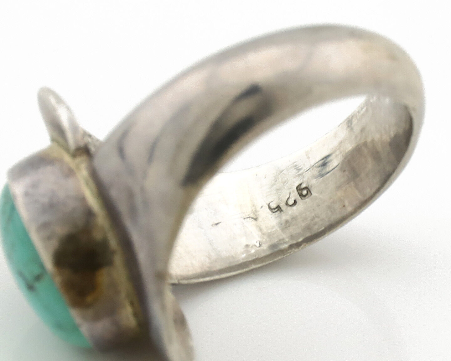 Navajo Ring .925 Silver Natural Turquoise Handmade Native American Artist C.80s