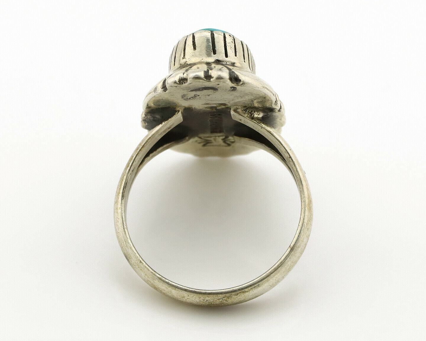 Navajo Ring .925 Silver Blue Turquoise Signed M Montoya C.80's