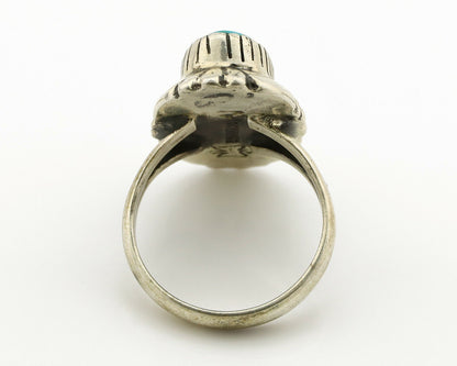 Navajo Ring .925 Silver Blue Turquoise Signed M Montoya C.80's