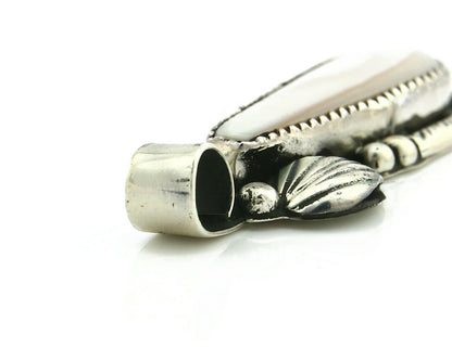 Navajo Pendant .925 Silver Real Natural Pink Mussel Signed Yazzie C.80's