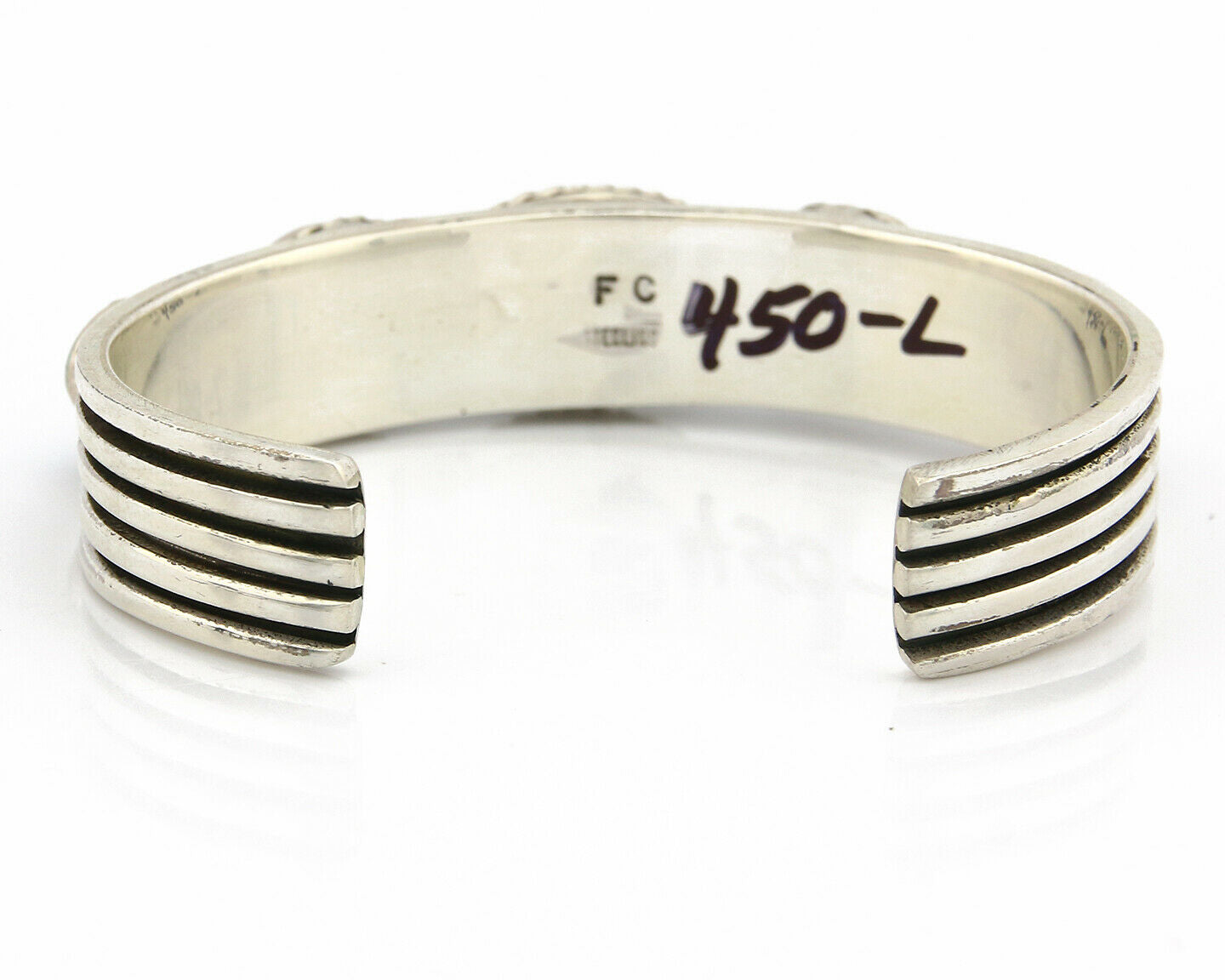 Navajo Bracelet .925 Silver Morenci Turquoise Cuff Artist Signed PC C.80's