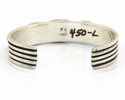 Navajo Bracelet .925 Silver Morenci Turquoise Cuff Artist Signed PC C.80's
