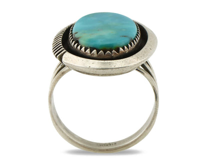 Navajo Ring .925 Silver Kingman Turquoise Native American Artist C.1980's