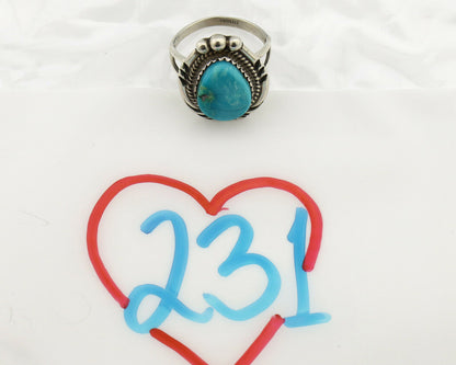 Navajo Ring .925 Silver Kingman Turquoise Artist Signed A C.1980's