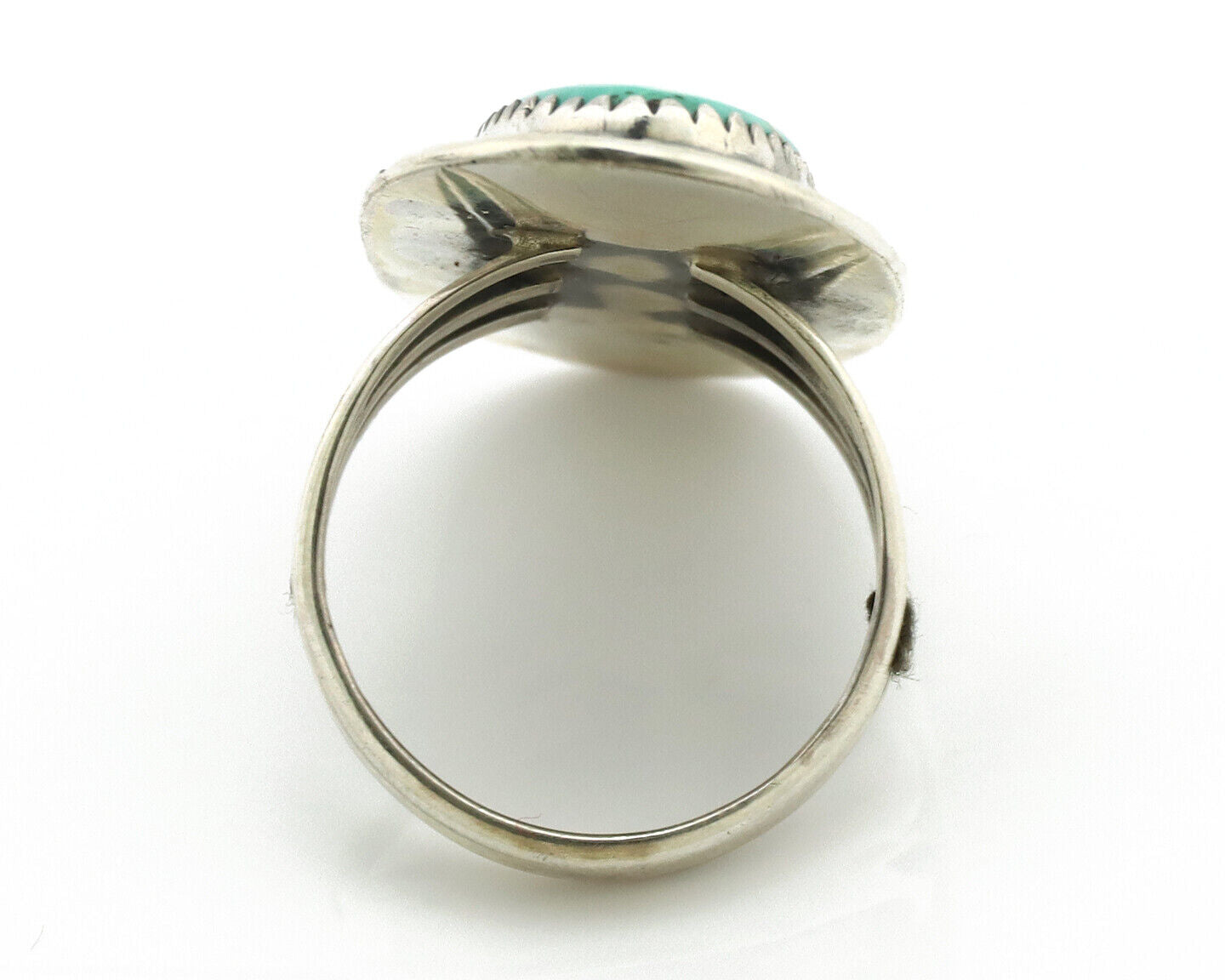 Navajo Ring 925 Silver Natural Blue Turquoise Artist Signed USA C.80's