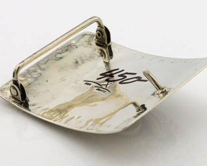 Navajo Belt Buckle .925 Silver Natural Blue Turquoise Artist Signed Tepee C.80's