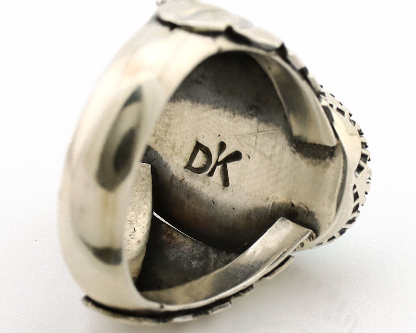 Navajo Ring .925 Silver Sleeping Beauty Turquoise Artist Signed DK C.80's