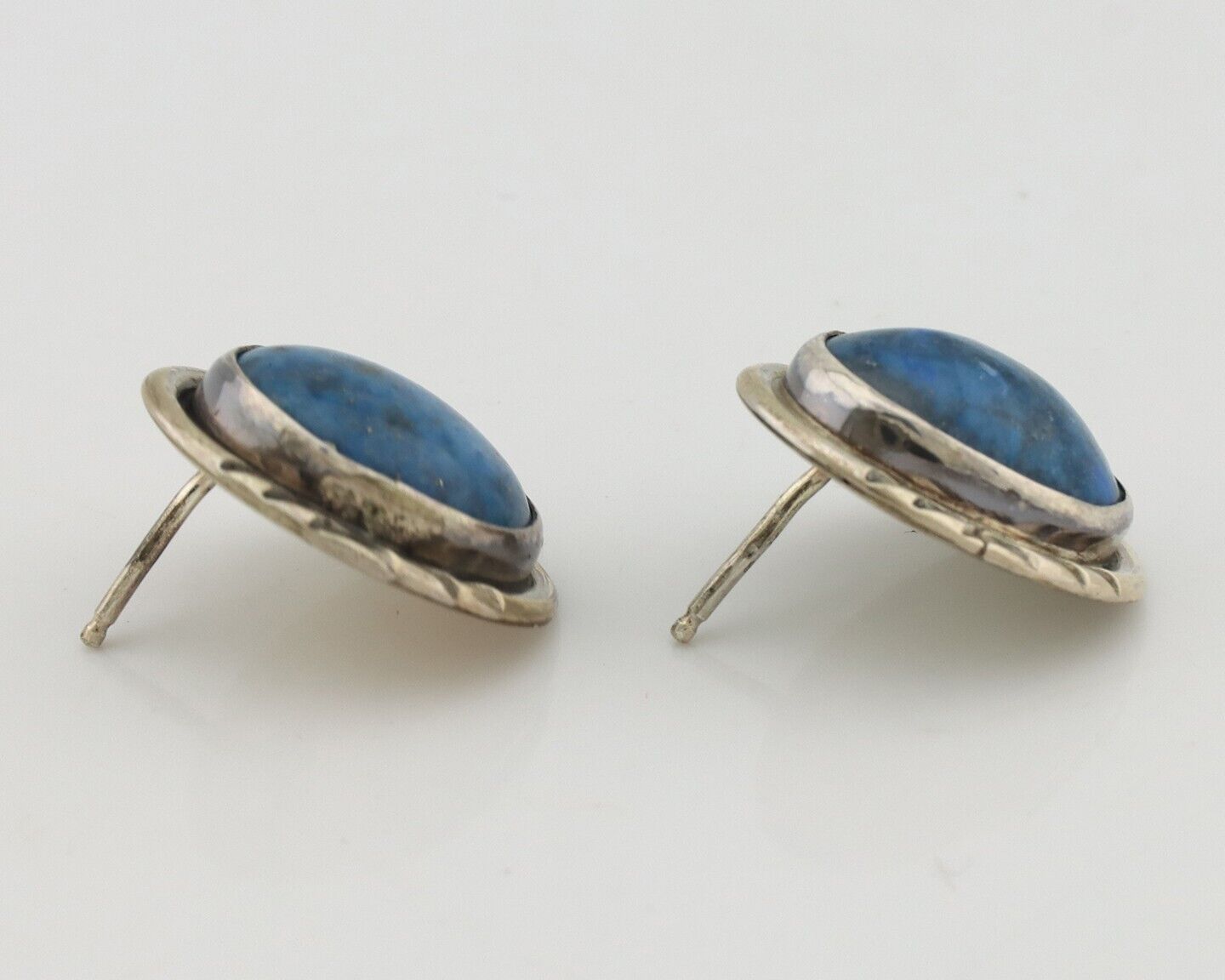 Navajo Earrings 925 Silver Natural Denim Lapis Native American Earrings C.80's
