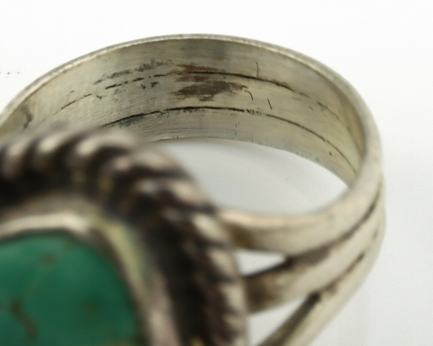 Navajo Ring .925 Silver Kingman Turquoise Native American Artist C.1980's