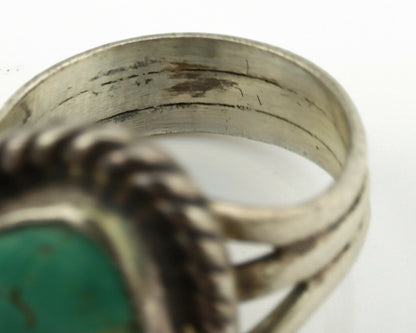 Navajo Ring .925 Silver Kingman Turquoise Native American Artist C.1980's