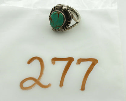 Navajo Ring .925 Silver Kingman Turquoise Artist Signed Gecko C.1980's