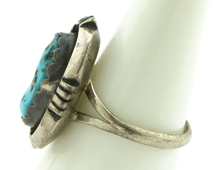 Navajo Ring .925 Silver Sleeping Beauty Turquoise Native American Artist C.80's