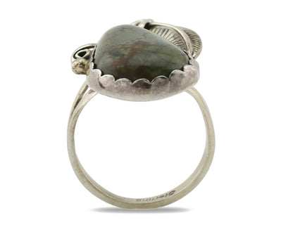 Navajo Ring .925 Silver Spiderweb Turquoise Native American Artist C.1980s