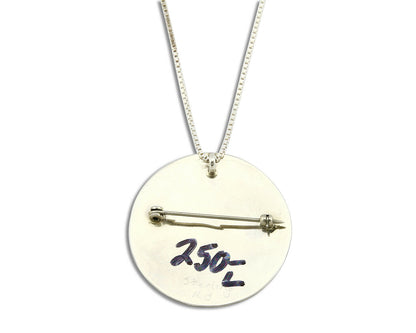 Women's Navajo Pendant Pin Inlaid Gemstone Carved .925 Silver Artist RB