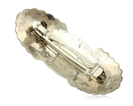 Navajo Hair Clip Barrette .925 Silver Hand Stamped Artist Signed C Montoya C80s
