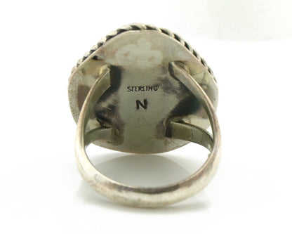 Navajo Ring 925 Silver Natural Mined Turquoise Native Signed N C.80's