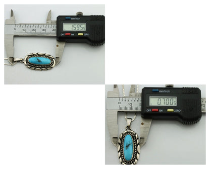 Navajo Necklace 925 Silver Sleeping Beauty Turquoise Signed M Montoya C.80's