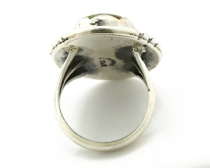 Navajo Ring .925 Silver Natural Uncolored Green Turquoise Signed Apache C.80's