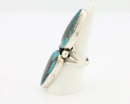 Navajo Ring 925 Silver Black & Blue Turquoise Artist Signed LTB C.80's