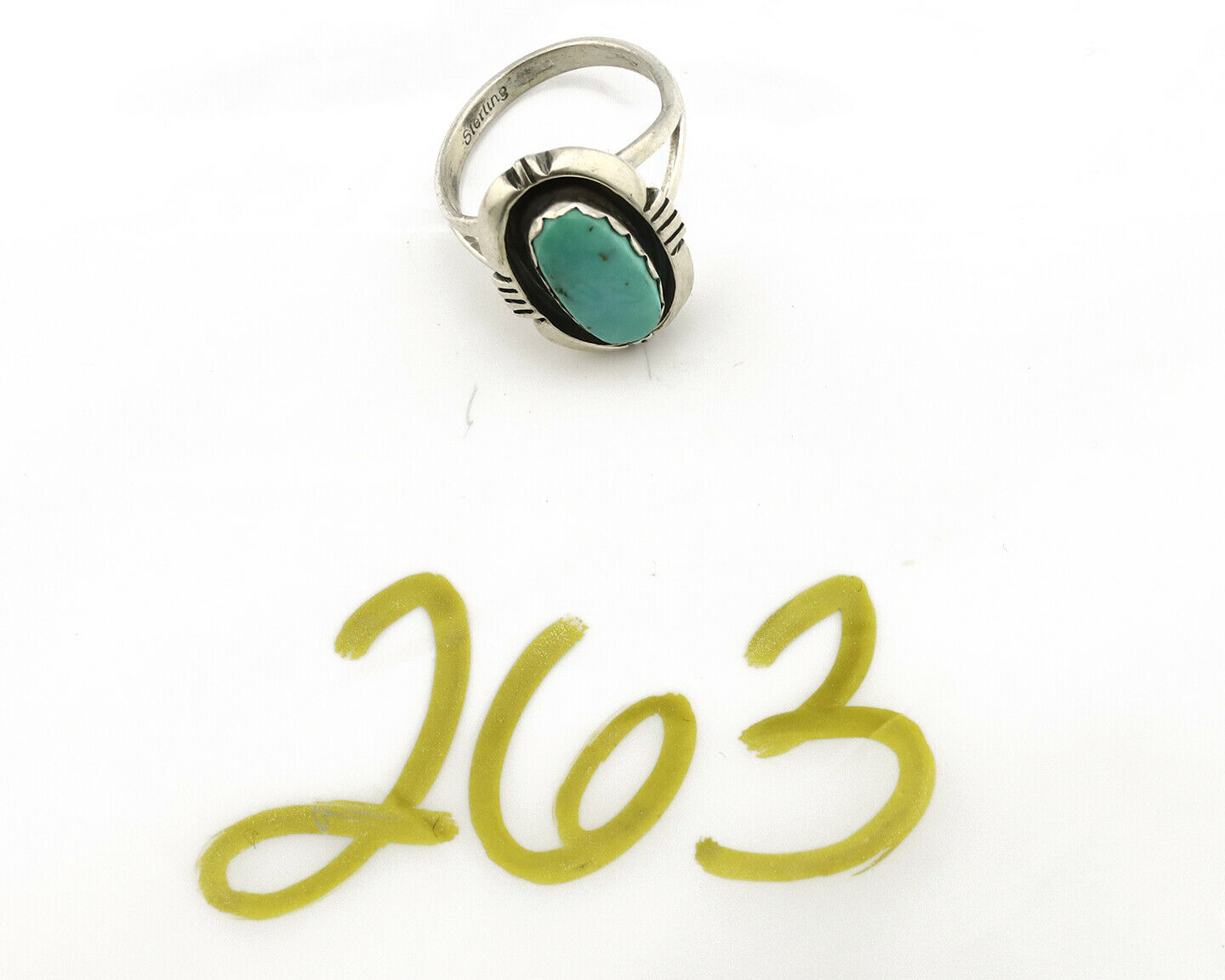 Navajo Ring .925 Silver Kingman Turquoise Handmade Native American Artist C.80's