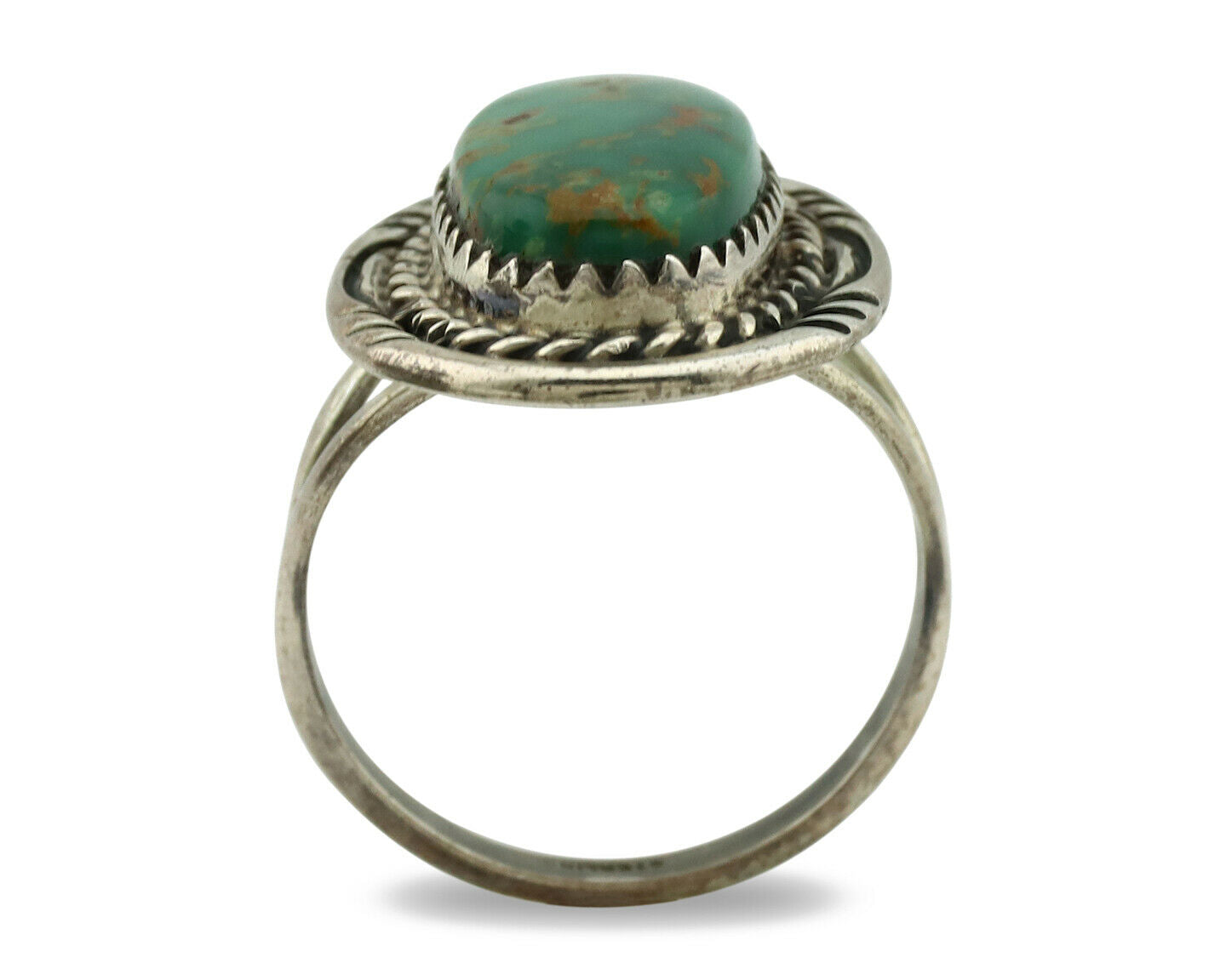 Navajo Ring .925 Silver Kingman Turquoise Native American Artist C.1980's