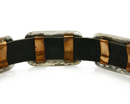 Navajo Concho Belt .925 Silver Inlaid Signed Artist Benson Boyd C.80's