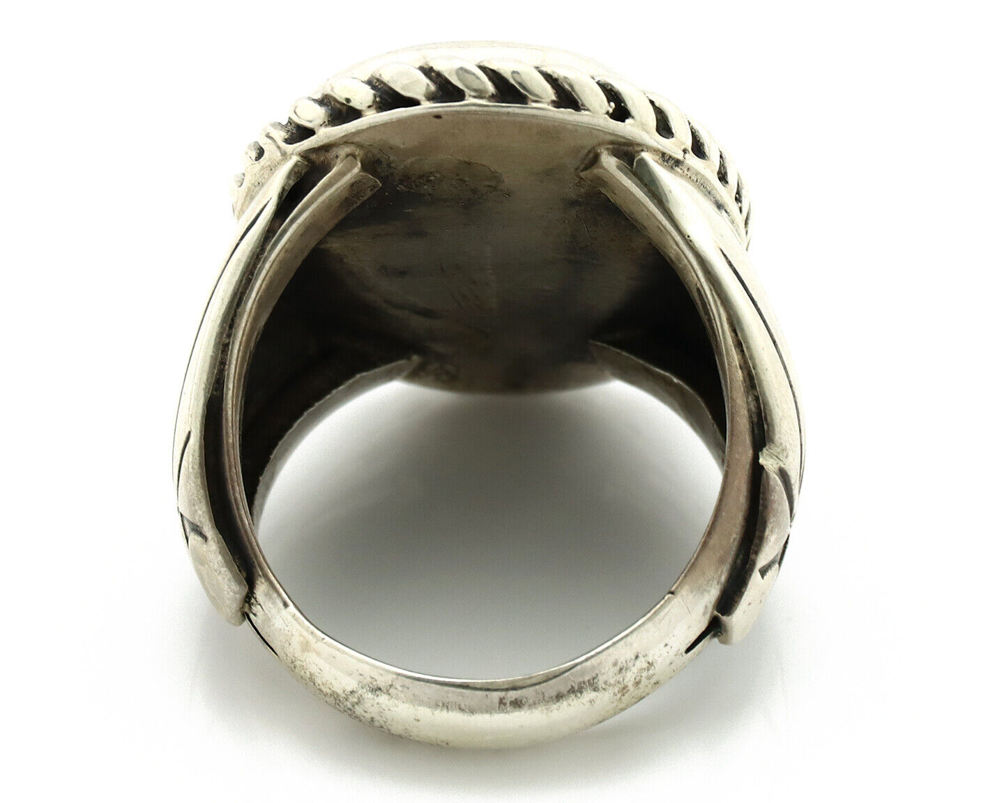 Navajo Ring .925 Silver Morenci Turquoise Artist Signed DZ C.80's