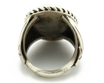 Navajo Ring .925 Silver Morenci Turquoise Artist Signed DZ C.80's
