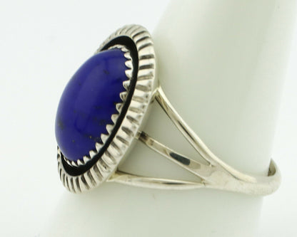 Navajo Ring .925 Silver Natural Lapis Lazuli Native American Artist C.80's