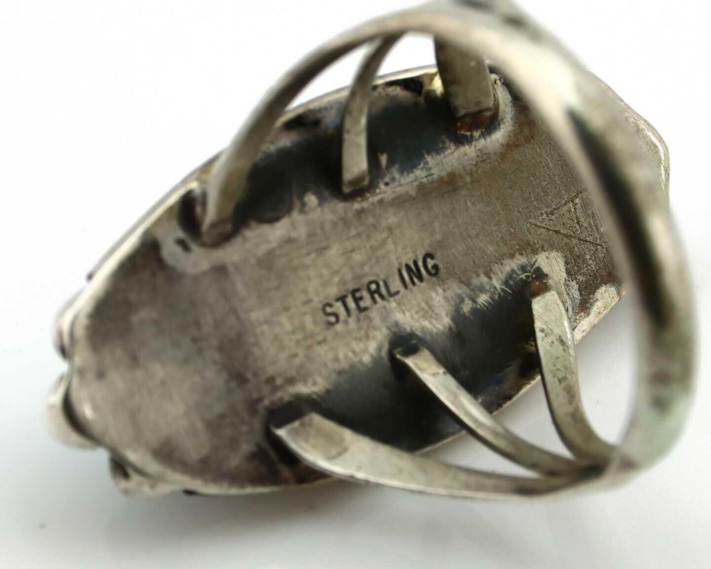 Navajo Ring .925 Silver Natural Blue Turquoise Native Artist SC C.80's