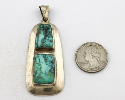 Navajo Necklace 925 Silver Blue Diamond Turquoise Signed C Montoya C.80's