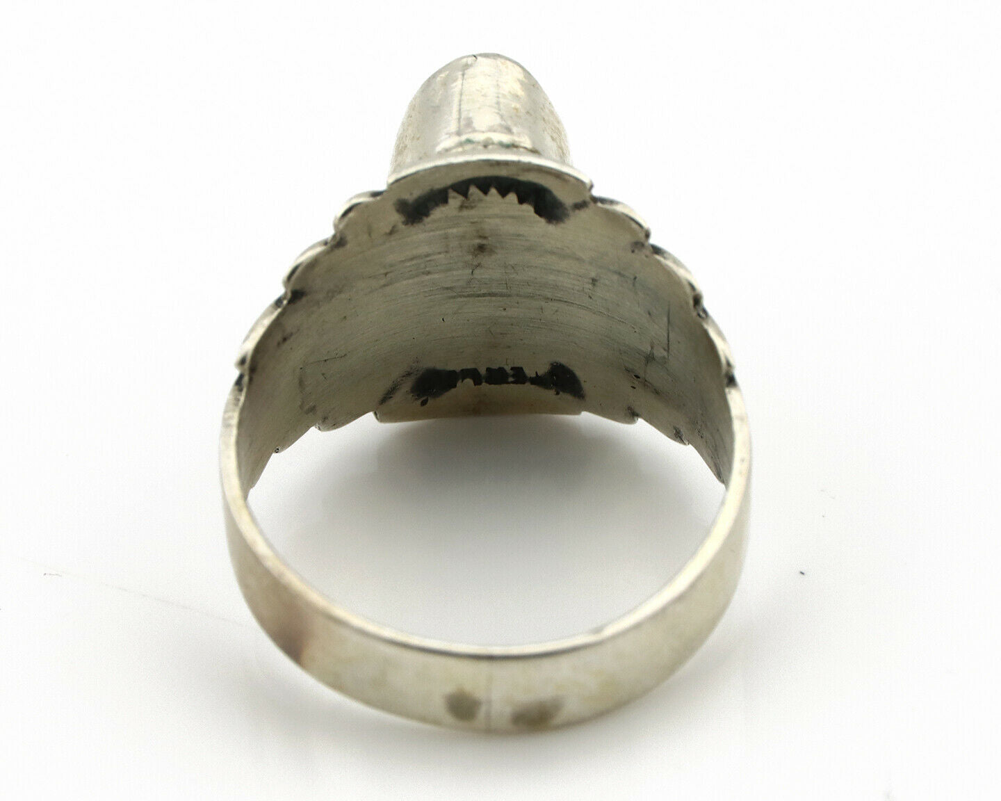 Navajo Ring .925 Silver Kingman Turquoise Artist Signed Apache C.80's